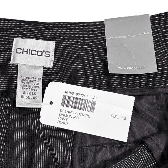 Chicos Originals Delancy Pin Stripe Damon Pants Size 1.5 Reg Medium 30x33 NWT - Picture 7 of 9